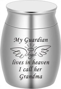 img 4 attached to 1.6" Tall Memorial Cremation Urn For Grandma Ashes - Handcrafted Decorative Keepsake Urn With Engraved Quote "My Guardian Angel Lives In Heaven I Call Her Grandma" - Funeral Sharing Urn