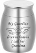 1.6" tall memorial cremation urn for grandma ashes - handcrafted decorative keepsake urn with engraved quote "my guardian angel lives in heaven i call her grandma" - funeral sharing urn logo