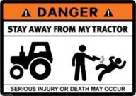 🚜 eye-catching danger stay away from my tractor bumper sticker! логотип