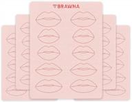 румяна для губ, 5 упаковок, тренировочная кожа для машины pmu - обновленная версия brawna - двухсторонние принадлежности для микроблейдинга для мастеров перманентного макияжа - поддельные силиконовые листы для практики татуировки губ pmu kit логотип