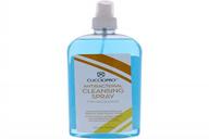 hygienic nail care with cuccio pro antibacterial cleansing spray in a blue 16 oz bottle logo