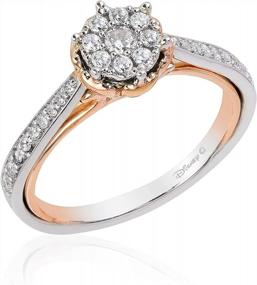 img 4 attached to Композитное свадебное кольцо Belle Rose из белого и розового золота 14 карат с бриллиантом 1/3 карата - Enchanted Disney Fine Jewelry