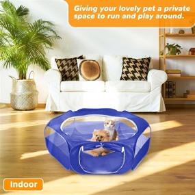 img 2 attached to 🐾 Portable Small Animal Pet Playpen with Zippered Cover - Jhua Foldable Pet Cage Tent, Breathable & Waterproof Pop up Pet Fence for Guinea Pig, Kitten, Hamster, Rabbit, Chinchillas