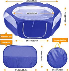 img 3 attached to 🐾 Portable Small Animal Pet Playpen with Zippered Cover - Jhua Foldable Pet Cage Tent, Breathable & Waterproof Pop up Pet Fence for Guinea Pig, Kitten, Hamster, Rabbit, Chinchillas