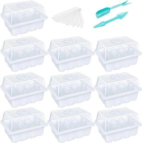 img 4 attached to 10-Pack Seedling Starter Tray With 12 Cells Per Tray, Humidity Adjustable Greenhouse Grow Trays For Seeds Growing Starting - Bonviee Plant Starter Kit With Dome And Base