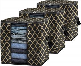 img 4 attached to Maximize Your Storage Space With DOKEHOM'S 100L Large Clothes Organizer - Perfect For Comforters, Blankets, Bedding And Under Bed Storage!