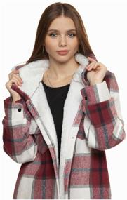 img 3 attached to Women's warm plaid oversized shirt "Oversize" with insulation, high collar with a hood