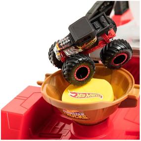 img 3 attached to Hot Wheels Track Monster Trucks Downhill Race & Go Play Set GFR15 red