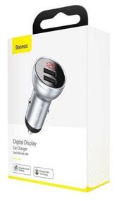 img 1 attached to Baseus Digital Display Dual USB Car Charger, 5 W, Silver