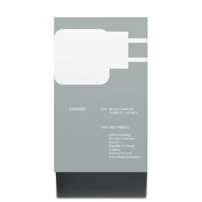 img 1 attached to Fast charger COMMO 65W Multi Charger Dual USB-C + USB-A, GaN, 65 W, COMMO Gray
