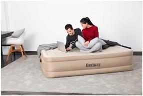 img 3 attached to Bestway AlwayzAire Fortech inflatable bed with built-in double pump 69050, 203x152 cm, beige