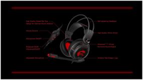 img 3 attached to Computer headset MSI DS502 GAMING HEADSET, black-red