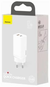 img 3 attached to Wall charger for phone, tablet, laptop fast PD+QC 3.0 USB+USB Type-C Baseus GaN2 Lite Fast PPS 65W