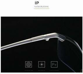 img 3 attached to Grand Price Photochromic Polarized Bleached Rimless Sunglasses for Day and Night Driving - Black