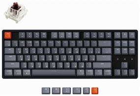 img 3 attached to Keychron K8 White Backlight HotSwap Gateron Brown Gaming Wireless Keyboard, Black-Grey, Russian