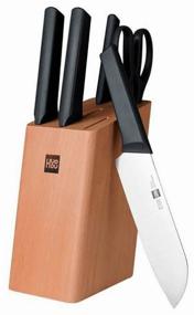 img 1 attached to Xiaomi Fire kitchen set, 4 knives, scissors and stand