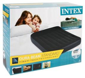 img 3 attached to 🛏️ Intex Pillow Rest Raised Air Mattress with Fiber-Tech Technology in Dark Blue - Size: 191x137 cm
