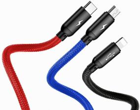 img 3 attached to Кабель Baseus Three Primary Colors Series 3 в 1 USB - microUSB/USB Type-C/Lightning (CAMLT), 1.2 м, black/red/blue