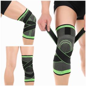 img 3 attached to YR Support Knee Pads, YR Support Knee Pad with fixing strap, Grey/Green