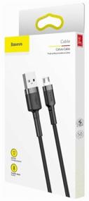 img 1 attached to 🔌 Baseus Carfule Micro USB Cable - 2.4A Fast Charging, 0.5M, Grey Black, CAMKLF-AG1