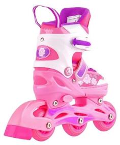 img 3 attached to Sliding roller skate set FLORET White Pink Blue, helmet, protection set, in bag (XS: 27-30)