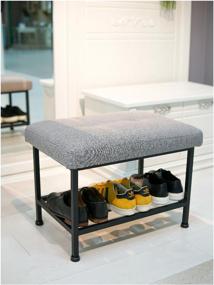 img 3 attached to 👞 Gray Frenesie Banquet Hallway Shoe Rack with Seat - 60x40x45 cm