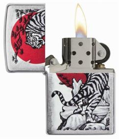 img 1 attached to Zippo Asian Tiger Lighter Brushed Chrome, 29889 Petrol