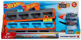 img 3 attached to Hot Wheels City Track Track Truck Expressway with Car Storage GVG37