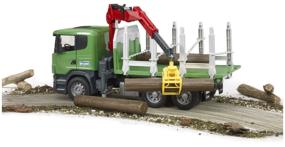 img 3 attached to Timber truck Bruder Scania with portable crane and logs, 03-524 1:16, 54 cm, green