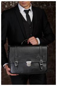 img 3 attached to Briefcase men LAKESTONE Belmont, genuine leather, black