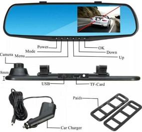 img 1 attached to Car Mirror DVR with Rear View Camera / Car Recorder / Car Rear View Mirror with 2 Cameras