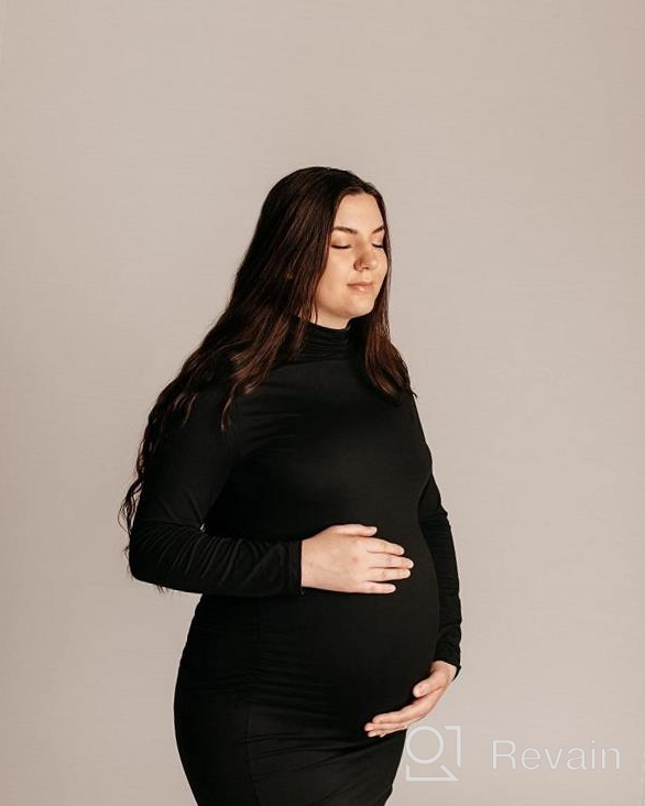 img 1 attached to Yeshape Turtleneck & Long Sleeve Maternity Dress Side Ruched Maternity Dress For Daily Wear Baby Shower Maternity Photoshoot review by Jack Boldt