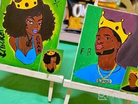 img 5 attached to Набор для вечеринки с красками для пар с предварительно нарисованными натянутыми холстами для рисования, игры с идеями для свиданий, набор для рисования Afro Queen King 8X10 (2 упаковки)