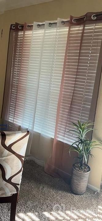 img 1 attached to DWCN Burgundy Ombre Sheer Curtains - Semi Voile Gradient Grommet Top Window Curtain Panels For Bedroom And Living Room, Set Of 2, 52 X 84 Inches Long, Faux Linen Material review by Rachel Johnson