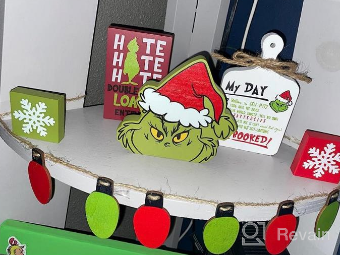 img 1 attached to 6PCS Grinchmas Christmas Tiered Tray Decor - Face, Hate, Schedule Cutting Board, Lights Banner & Snowflake Blocks - Indoor Whoville Xmas Decoration review by Garon Tafolla