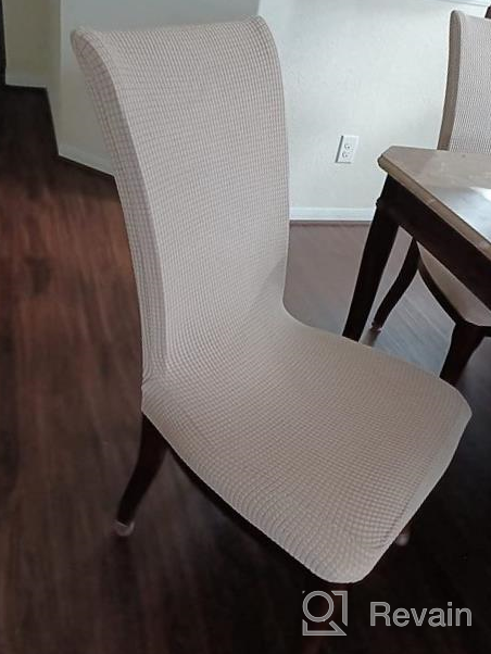 img 1 attached to Set Of 4 Light Gray Dining Chair Covers - GoodtoU Chair Slipcovers For Kitchen, Hotel, And Dining Room - Pack Of 4 review by Eduardo Long