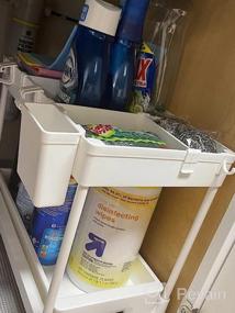 img 7 attached to Under Sink Organizer 2 Tier Sliding Cabinet Basket With Hooks For Bathroom Kitchen Storage Shelf - SPACEKEEPER Gray