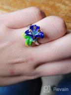 img 1 attached to Santuzza Handmade Enamel Flower Ring: Exquisite 925 Sterling Silver Orchid Jewellery review by Julio Black