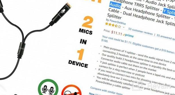 img 1 attached to Lavalier Microphone Y Splitter Cable - TRRS Audio Signal Splitter For 2 Mics - PowerDeWise Mic And Mic Connector review by John Caldwell