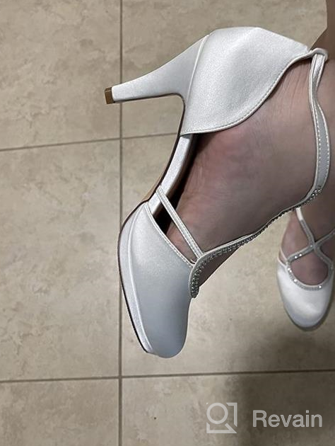 img 1 attached to Chic And Comfy: Low Heel Satin Bridal Wedding Shoes For Women With Ankle Strap And Platform review by Tim Toscano