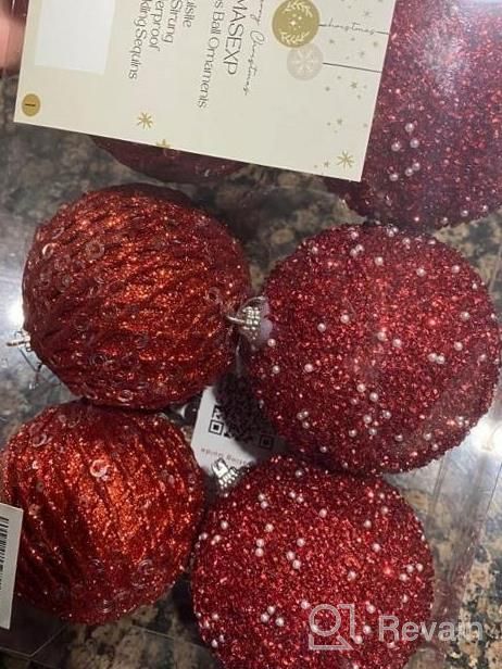 img 1 attached to 12Pcs Gold Glitter Sequin Foam Christmas Ball Ornaments Shatterproof Xmas Tree Hanging Decorations For Wedding Holiday Party review by Ashley Grant