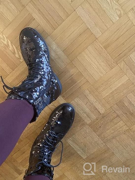 img 1 attached to Sparkle In Style With Caradise Women'S Glitter Combat Ankle Boots review by Raquel Lopez