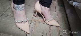 img 7 attached to Женские туфли-лодочки с острым носком, туфли-лодочки на средней шпильке с жемчужными ремешками, без шнуровки, модельные сандалии D'Orsay для свадьбы