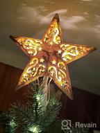 img 1 attached to BrizLabs Christmas Tree Top Lights, 8” 10 Bulbs Gold Hollowed Warm White Xmas Topper Pentagram Lights, UL Certified Pre-Lit Glittered 3D Star Treetop Christmas Light For Holiday Tree Decor review by Anil Jaimes