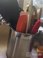 img 1 attached to Large Stainless Steel Utensil Organizer With Removable Divider And 360° Rotation - Weighted Base For Stability - Easy Clean Kitchen Utensil Crocks By Hillbond review by Justin Bradford