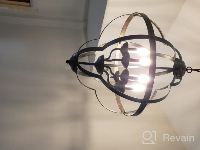 img 1 attached to Rustic Vintage Metal Chandelier: TZOE Orb 6-Light Adjustable Height UL Listed For Foyer, Dining Room, Bedroom & Kitchen review by John Stefko