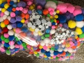 img 5 attached to EpiqueOne 2100Pc Art &amp; Craft Supply Kit - большие/гигантские и маленькие/мини-помпоны, цветные клейкие глаза, радужные блестящие шарики-помпоны для детей, создание коллажей и тварей с разноцветными шариками