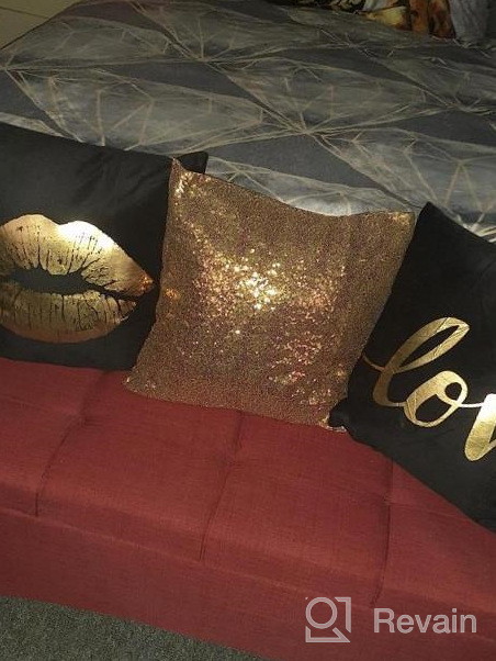 img 1 attached to 18X18-Inch Gold Sequin Pillow Case Throw Covers, Tablecloths, Runner For Birthday Decorations - ShiDianYi ~1102S review by Alvis Minchenko