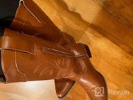 картинка 1 прикреплена к отзыву TEMOFON ковбойские сапоги для женщин с острым носком, женские ковбойские сапоги, вышитые сапоги в стиле вестерн, без застежки, сапоги до середины икры на массивном каблуке от Jonah Riggle