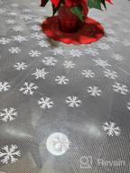 img 1 attached to Red Christmas Tablecloth 60X83 With Lace Leaves Prints - Rectangle Holiday Table Fabric Cover review by Holly Luna